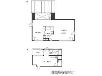 グランカーサ六本木(1LDK/4階)の間取り写真