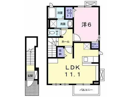 グレイスフル A(1LDK/2階)の間取り写真