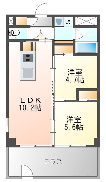 庭園レジデンス西館(2LDK/1階)の間取り写真