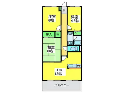 ボンソワール深井(3LDK/1階)の間取り写真