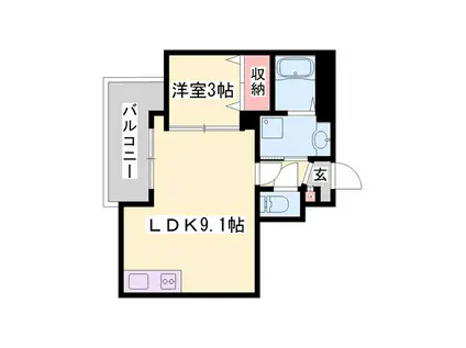 ティーテラス(1LDK/3階)の間取り写真