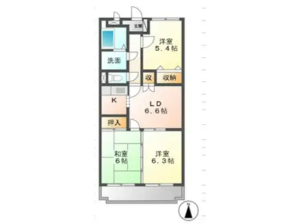 エールマンション東一宮(3LDK/2階)の間取り写真