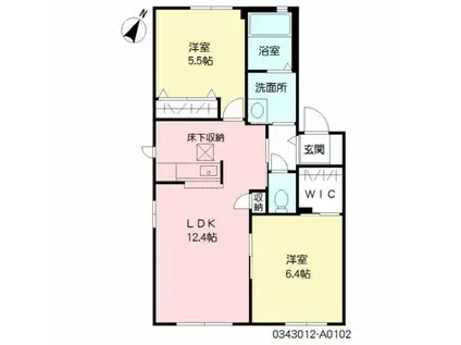 ハーティストT A棟(2LDK/1階)の間取り写真