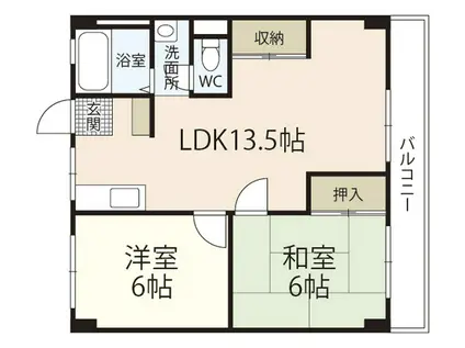 三保マンション(2LDK/4階)の間取り写真