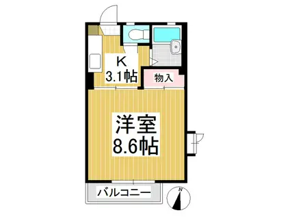 レーベン美里C棟(1K/1階)の間取り写真