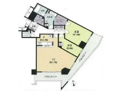 キャピタルマークタワー(2LDK/35階)の間取り写真