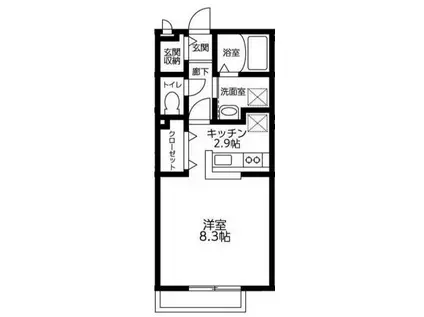 アルトピーノ(ワンルーム/1階)の間取り写真