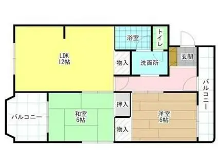 フェールブリエ片野(2LDK/4階)の間取り写真