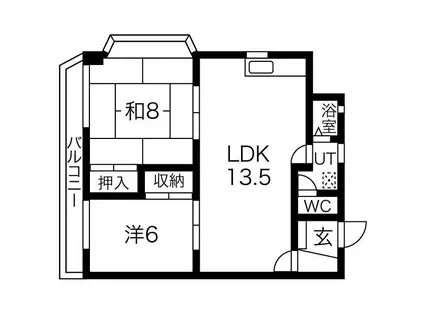 マンション島原(2LDK/1階)の間取り写真