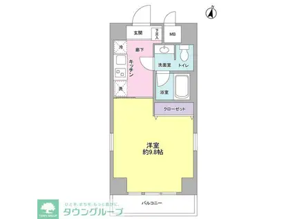 池之端加茂ビルA(1K/6階)の間取り写真