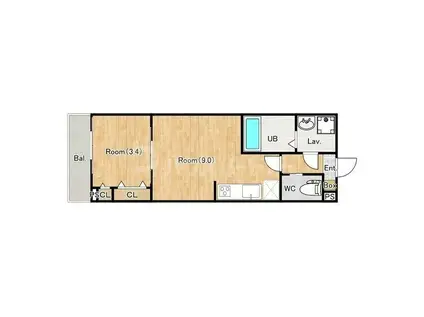 ジーメゾン松戸六実ディア(1LDK/3階)の間取り写真