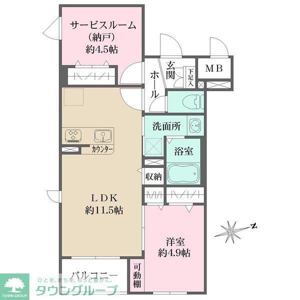 LA PERLA 桜新町(1SLDK/2階)の間取り写真