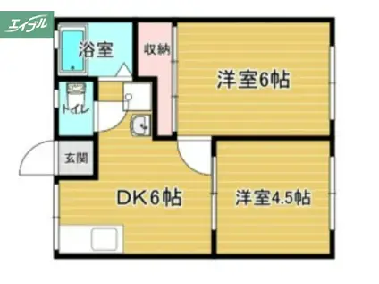 LOCK UP 福成B棟(2DK/1階)の間取り写真