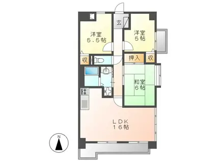 サンメゾン八熊(3LDK/11階)の間取り写真