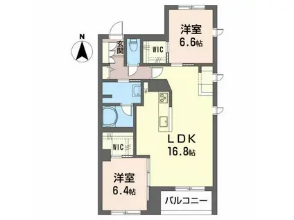 オリゾンIIID(2LDK/2階)の間取り写真