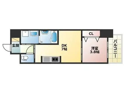 ブランシエスタ明石(1DK/8階)の間取り写真