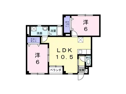エル・シャローム輝(2LDK/1階)の間取り写真