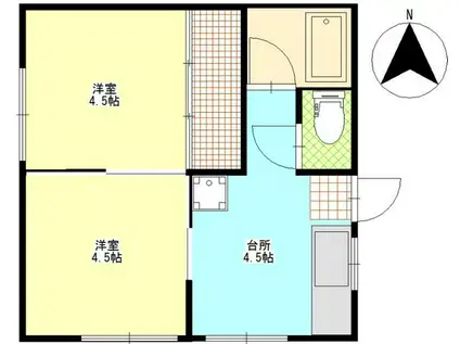 カカロット(2DK/2階)の間取り写真