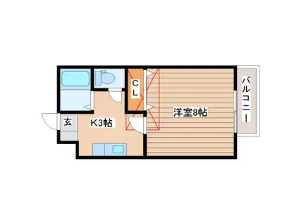 カーサアタゴ(1K/2階)の間取り写真