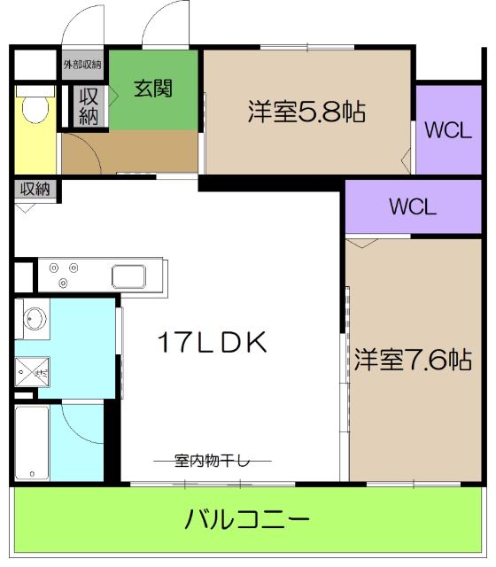 パルクエンテ(2LDK/1階)の間取り写真