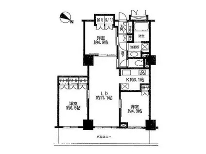 ライブタワー武蔵浦和(3LDK/36階)の間取り写真