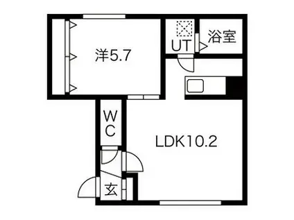 ドゥラル(1LDK/3階)の間取り写真
