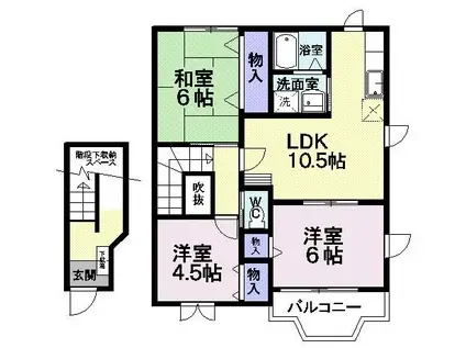 シュガーヒルズA(3LDK/2階)の間取り写真