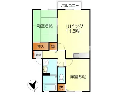 ノルドA(2LDK/2階)の間取り写真
