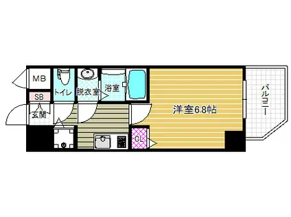 レジデンス福島II(1K/4階)の間取り写真