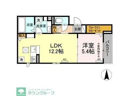 ウイングSVI(1LDK/2階)の間取り写真