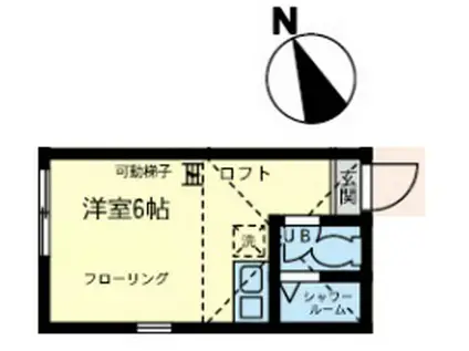 ユナイト渡田メルビックの杜(ワンルーム/1階)の間取り写真