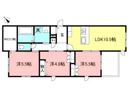 ホワイト イン ブラック(3LDK/1階)の間取り写真
