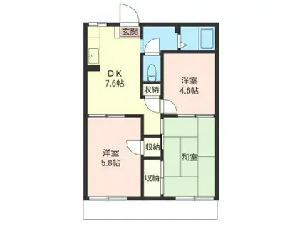 SHAMAISON はなぶさハイツ(3DK/1階)の間取り写真