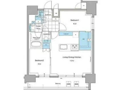 ルフォンプログレ本郷三丁目(2LDK/12階)の間取り写真