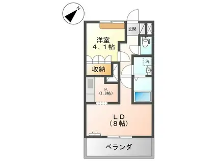 フィオーレ(1LDK/2階)の間取り写真