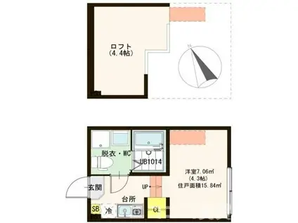 ハーモニーテラス北小岩V(ワンルーム/1階)の間取り写真