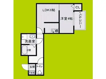 カーサフォルトゥナート堺石津駅前(1LDK/3階)の間取り写真