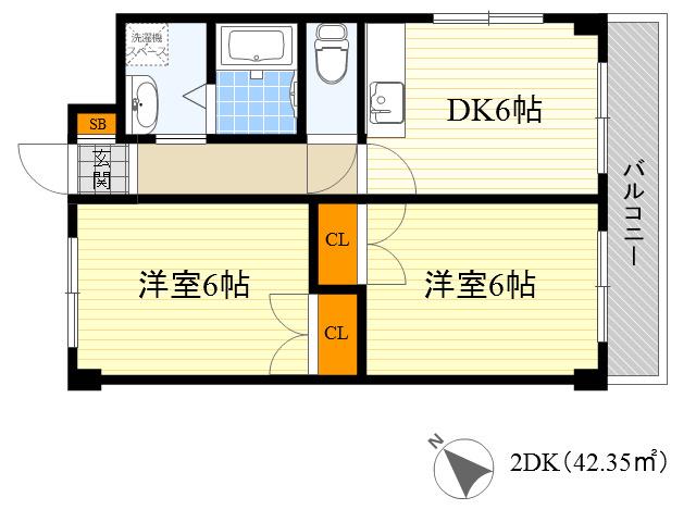 Mプラザ城東六番館(2DK/7階)の間取り写真