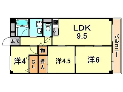 グリーンエクセル甲南(3LDK/1階)の間取り写真