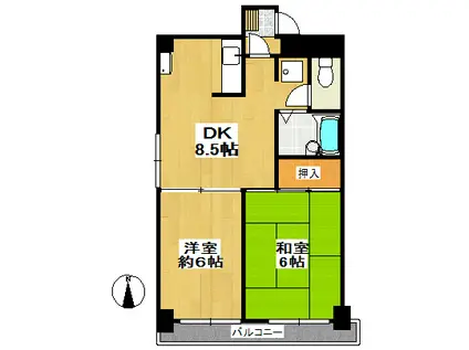 サンハイツ通町(2DK/4階)の間取り写真