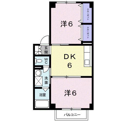 グランヴィア(2DK/2階)の間取り写真