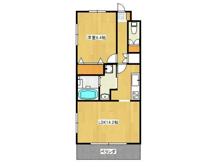 サルバス五ケ堀之内(1LDK/1階)の間取り写真
