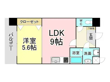 竪町センタービル(1LDK/9階)の間取り写真