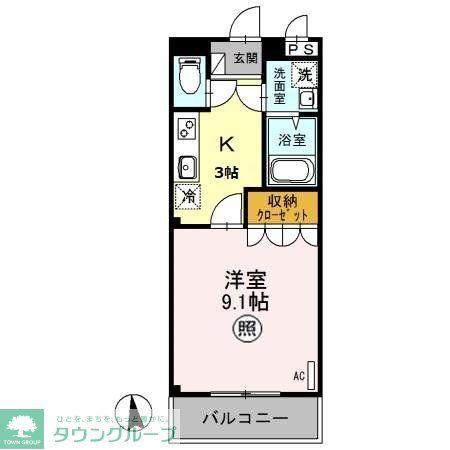 ODYSSEY(1K/2階)の間取り写真