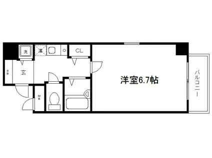 プレサンス京都東山シティライフ(1K/7階)の間取り写真