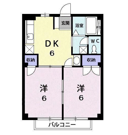 プラムハイツA(2DK/1階)の間取り写真