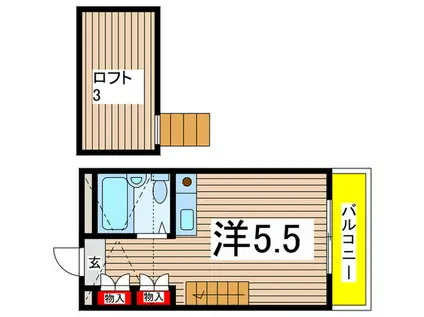 パーセク稲田堤(ワンルーム/1階)の間取り写真