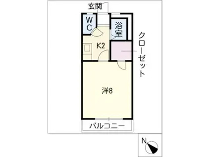 ウイングコート三ノ輪(1K/2階)の間取り写真
