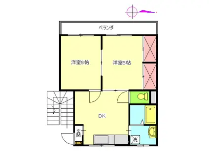 第二東ハイツ(2DK/3階)の間取り写真