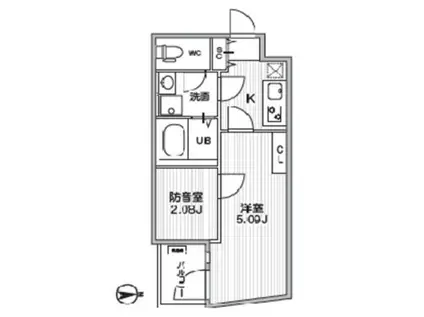 ティーズクオーレミューズ落合(1K/3階)の間取り写真